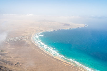 Natural landscape of Lanzarote. View of the ocean and coast from the observation deck - Mirador de El Risco de Famara.の写真素材