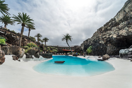 LANZAROTE, CANARY ISLANDS - JULY 22, 2022: Famous tourist attraction - Los Jameos Del Agua. Part of...