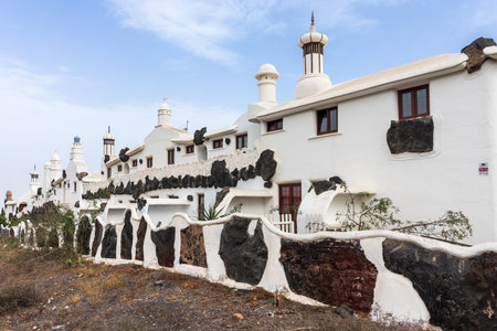 TIAS, LANZAROTE, CANARY ISLANDS - JULY 23, 2022: Los Villarreales residential apartments with...