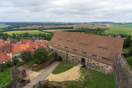 BURG STOLPEN, GERMANY - AUGUST 28, 2022: Medieval fortress on a basalt mountain. Saxony.のeditorial素材