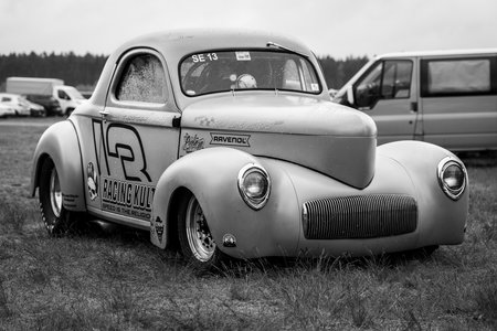 FINOWFURT, GERMANY - MAY 06, 2023: The Hot Rod 1941 Willys Coupe by Micha Fullspeed Vogt. Black and...
