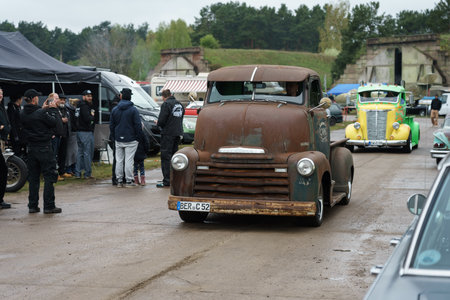 FINOWFURT, GERMANY - MAY 06, 2023: The pickup truck Chevrolet COE (cab over engine), 1952. Race festival 2023. Season opening.のeditorial素材