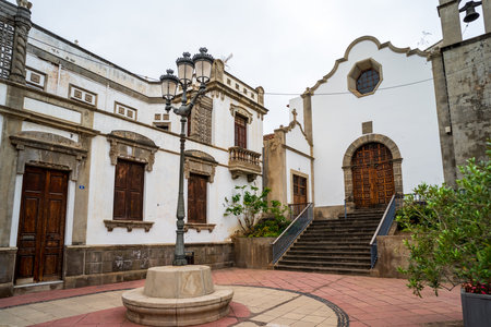The town hall in the old town of Icod de los Vinos, on the northern coast of Tenerife. Canary Islands. Spain.の写真素材