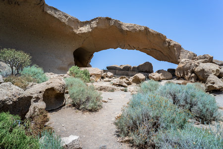 Natural formation. Stone arch of San Miguel de Tajao. Tenerife, Canary Islands, Spain.の写真素材