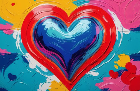 A color heart as a symbol of love. Valentine's Day. Gift card concept. Illustration by Generative AI.の素材