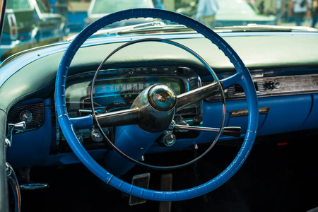 WERDER (HAVEL), GERMANY - MAY 20, 2023: The interior of luxury car Cadillac Series 62 Coupe de Ville, 1951. Oldtimer - Festival Werder Classics 2023のeditorial素材