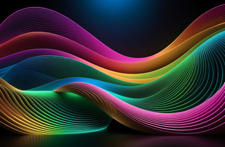 The various colored lines as background. Illustration by Generative AI.の素材