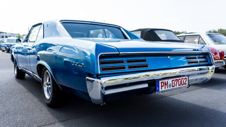 LINTHE, GERMANY - MAY 27, 2023: The muscle car Pontiac GTO, (first generation). Rear view. Die Oldtimer Show 2023.のeditorial素材
