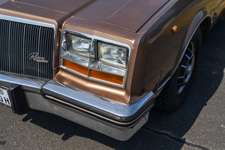 LINTHE, GERMANY - MAY 27, 2023: The fragment of personal luxury car Buick Riviera S-Type, 1980. Die Oldtimer Show 2023.のeditorial素材