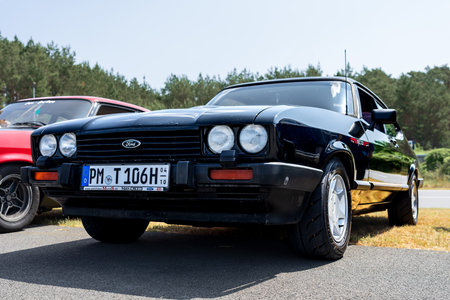 LINTHE, GERMANY - MAY 27, 2023: The mid-size sports car Ford Capri Mk III, 1984. Die Oldtimer Show 2023.のeditorial素材