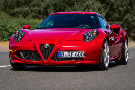 LINTHE, GERMANY - MAY 27, 2023: The sports car Alfa Romeo 4C. Die Oldtimer Show 2023.のeditorial素材
