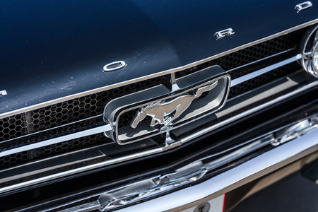 LINTHE, GERMANY - MAY 27, 2023: The fragment of muscle car Ford Mustang, 1965. Die Oldtimer Show 2023.のeditorial素材