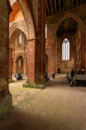 CHORIN, GERMANY - APRIL 01, 2024: Ruin of Chorin Abbey. Chorin Abbey (Kloster Chorin) is a former Cistercian abbey. An example of Gothic architecture. Founded in 1258. It was secularized in 1542.のeditorial素材