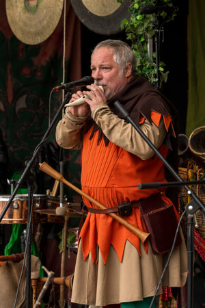 CHORIN, GERMANY - APRIL 01, 2024: Easter Monday. Easter market in medieval style and theatrical performance (Oster-Kloster-Fest).のeditorial素材