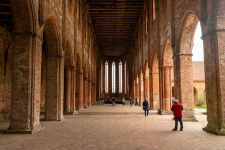 CHORIN, GERMANY - APRIL 01, 2024: Ruin of Chorin Abbey. Chorin Abbey (Kloster Chorin) is a former Cistercian abbey. An example of Gothic architecture. Founded in 1258. It was secularized in 1542.のeditorial素材
