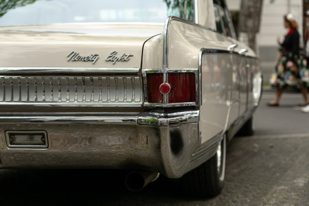BERLIN - MAY 04, 2024: The fragment of a full-size luxury car Oldsmobile 98 (Ninety-Eight), 1966. Rear view. Classic Days Berlin 2024.のeditorial素材