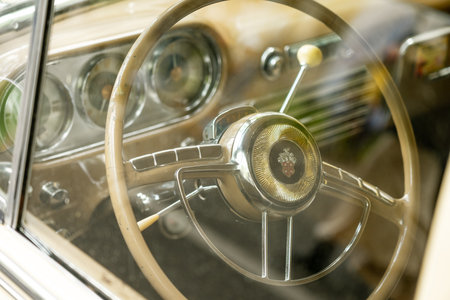 BERLIN - MAY 04, 2024: The interior of a full-size luxury car Packard Cavalier. Classic Days Berlin 2024.のeditorial素材