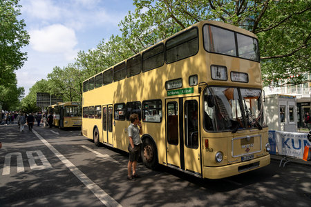BERLIN - MAY 04, 2024: The double-decker city bus MAN SD80 (SD200), 1980. Classic Days Berlin 2024.のeditorial素材