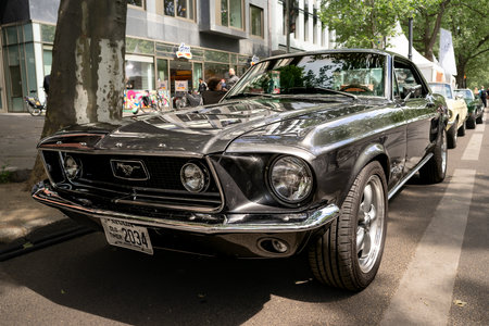 BERLIN - MAY 04, 2024: The muscle car Ford Mustang, 1967. Classic Days Berlin 2024.のeditorial素材