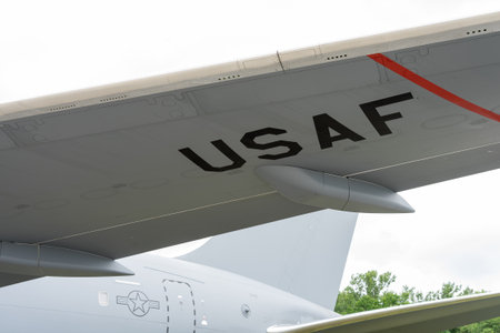 BERLIN - JUNE 05, 2024: The fragment of military aerial refueling and strategic military transport...