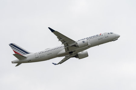BERLIN - JUNE 05, 2024: The narrow-body airliner Airbus A220-300 of Air France.のeditorial素材