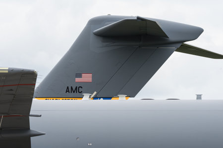 BERLIN - JUNE 05, 2024: The fragment of strategic and tactical airlifter McDonnell Douglas-Boeing...