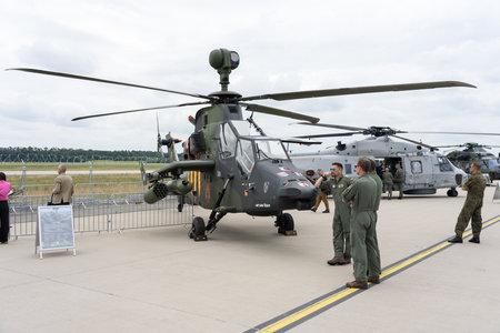 BERLIN - JUNE 05, 2024: Attack helicopter Eurocopter Tiger UHT. ILA Berlin Air Show 2024.のeditorial素材