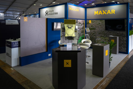 BERLIN - JUNE 06, 2024: The stand of Maxar Technologies Inc. -  a space technology company,...
