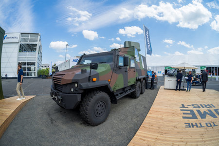 BERLIN - JUNE 06, 2024: IRIS-T SLS Mk.III mobile SHORAD (Short range air defense) system on Eagle...