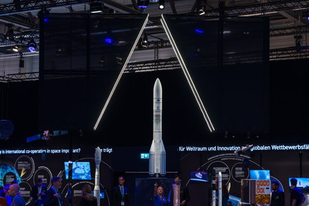 BERLIN - JUNE 07, 2024: Space Pavilion, interior and exhibits. ILA Berlin Air Show.