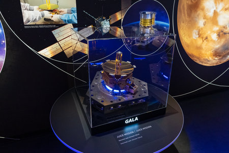 BERLIN - JUNE 07, 2024: Space Pavilion. GALA (Ganymede Laser Altimeter) for a Juice Mission (Jupiter Icy Moons Explorer). ILA Berlin Air Show.のeditorial素材
