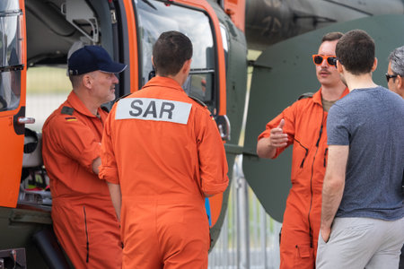 BERLIN - JUNE 07, 2024: Soldiers of the SAR, Bundeswehr rescue service (Salvage and Rescue). ILA...