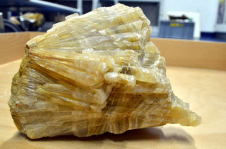 Large calcite Mineral yellow crystalsの写真素材