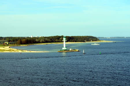 lighthouse at the port of kiel, germanyの写真素材