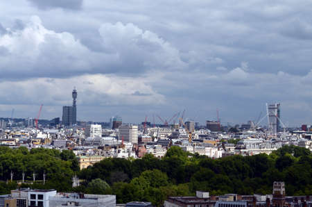 panoramic bird view over the city of london, cloudsの写真素材