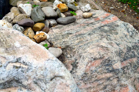 different decorative stones in a city gardenの写真素材