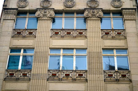 neoclassicism with windows facade in central berlinの写真素材