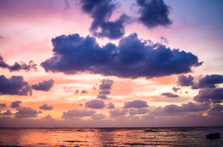 tropical and romantic sunset on thai islandの写真素材