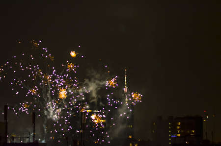new year fireworks in berlin with tv tower