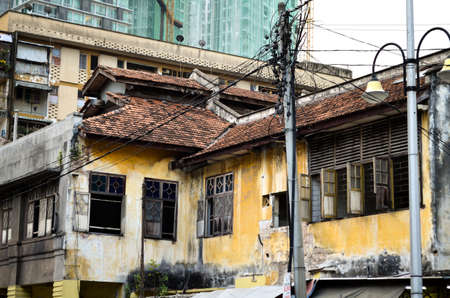 rotten residential building in Kuala Lumpur, malaysiaの写真素材
