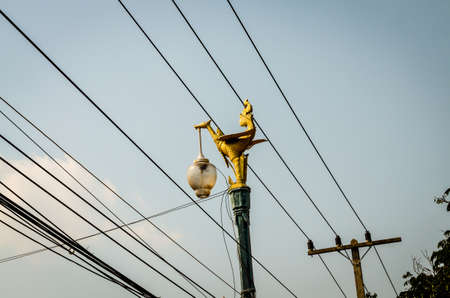 street light in ancient historical city ayutthaya,thailandの写真素材
