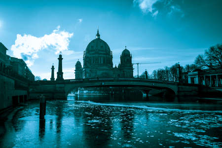 berlin cathedral at cold winter dayの写真素材