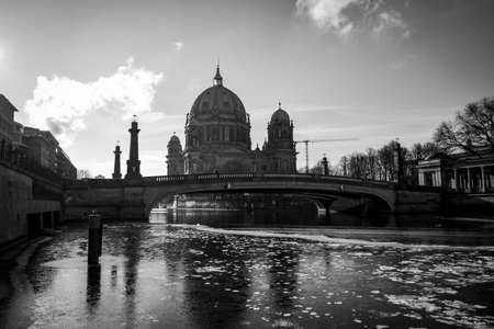 berlin cathedral at cold winter dayの写真素材