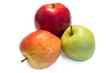 The photo shows an apple on a white background.の写真素材