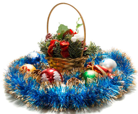 The photo shows the Christmas decorations on a white backgroundの写真素材