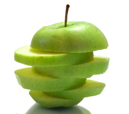 The photo shows an apple on a white backgroundの写真素材