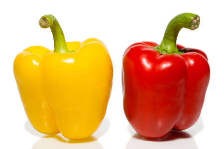 Peppers on a white backgroundの写真素材