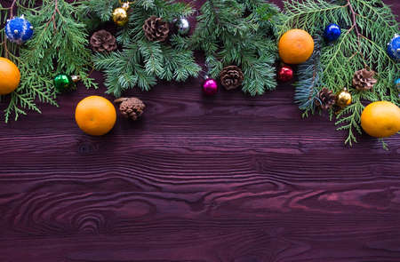 The photograph depicts Christmas background with toysの写真素材