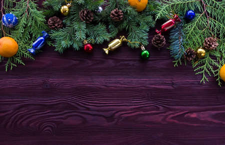 The photograph depicts Christmas background with toysの写真素材