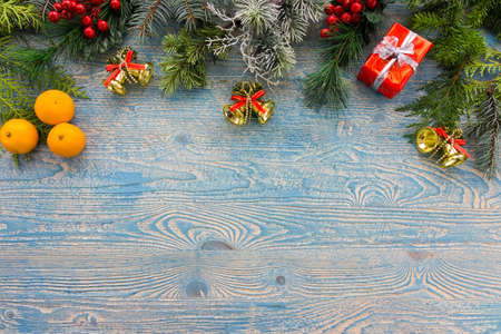 The photograph depicts Christmas background with toysの写真素材